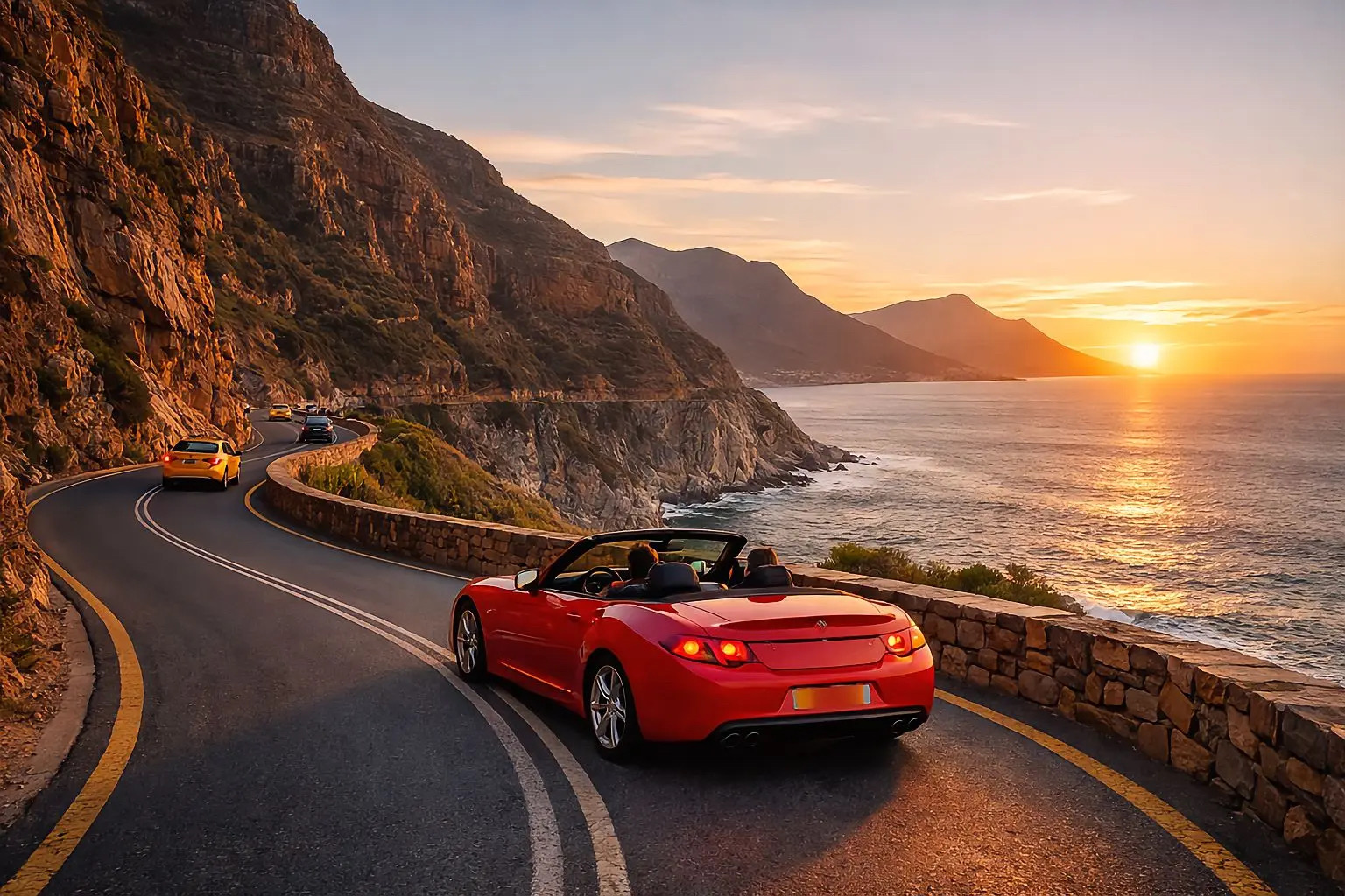 Chapman's Peak benzeri sahil yolu manzarası